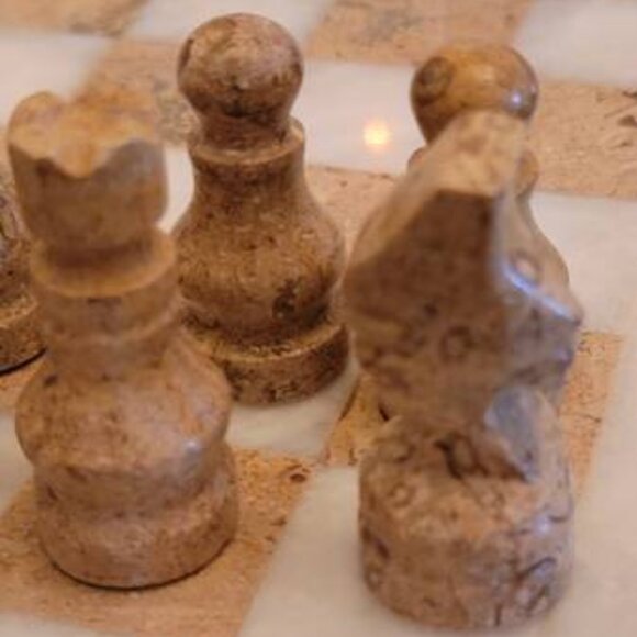 Handmade Staunton Gold & White Marble 15" Chess Board Game Set - Picture 4 of 9